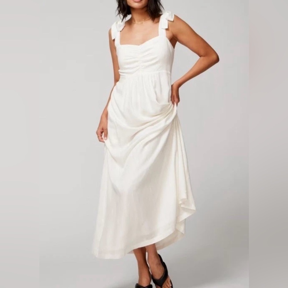 Soma Weekend Ivory Maxi Dress Bow Romantic Sexy Bridal Rayon NWT Sz X-Large